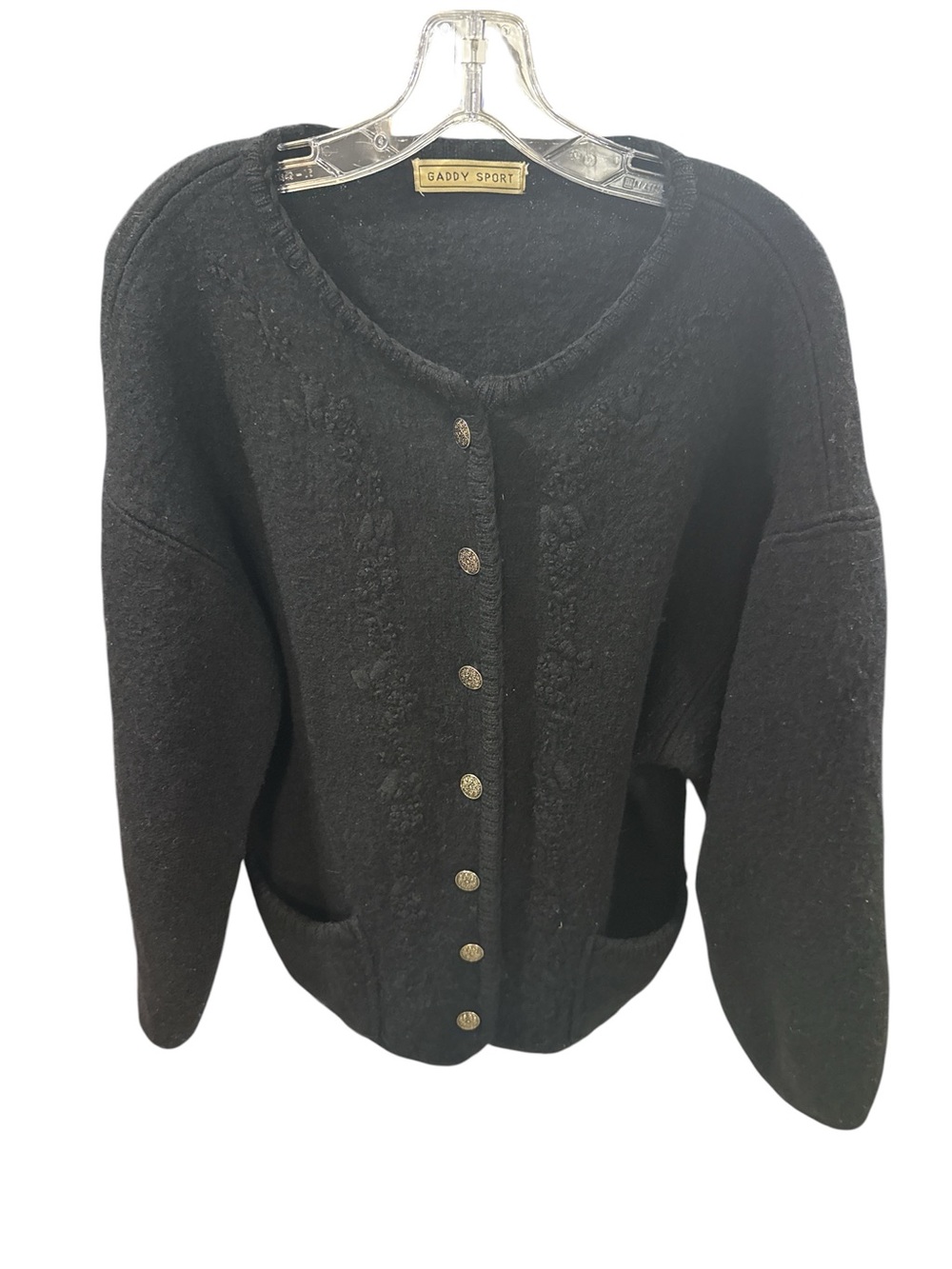 Vintage Gaddy Sport Black Mohair Blend Cardigan Sweater - Picture 3 of 6